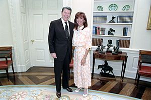 President Ronald Reagan with Victoria Principal