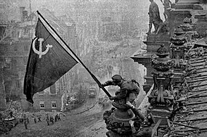 Raising a flag over the Reichstag 2