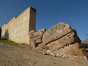 Restored and unrestored wall of Fez