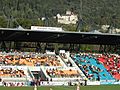 Rheinpark-Stadion-Main stand and castle