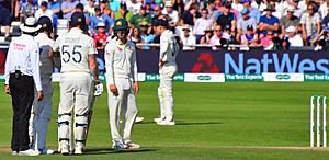Travis Head Jack Leach and Ben Stokes 3rd Test of the 2019 Ashes