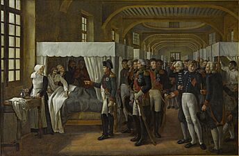 Veron-Bellecourt - Napoléon Ier visitant l'infirmerie des Invalides, 11 février 1808