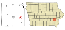 Location of Ainsworth in Washington County and in Iowa