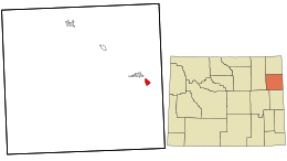 Location in Weston County and the state of Wyoming.