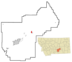 Location of Worden, Montana