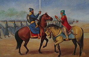 Akali Phula Singh punishing Maharaja Ranjit Singh
