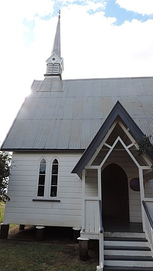 All Saints Anglican Church, Yandilla (2015), entrance porch and steeple