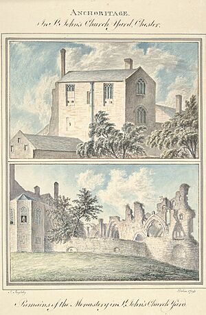Anchoritage in St. John's Church yard, Chester; Remains of the monastery in St John's Church yard., 1793
