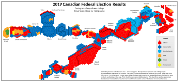 Canadian Federal Election Cartogram 2019