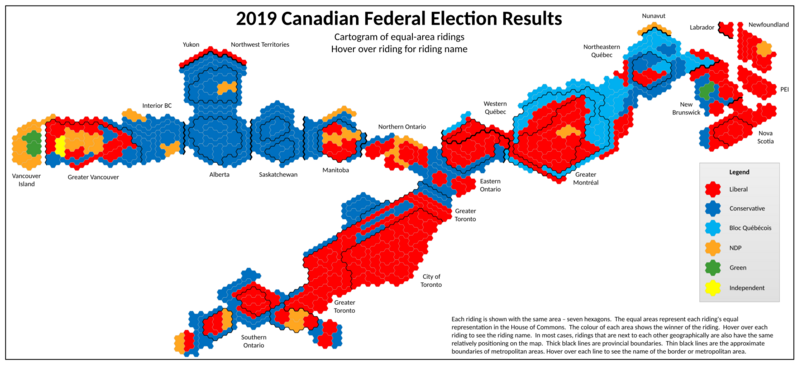 Canadian Federal Election Cartogram 2019
