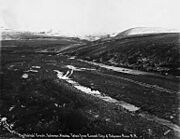 Creek viewed from Council City and Solomon River Railroad, Solomon, Alaska, between 1900 and 1910 (AL+CA 7494)
