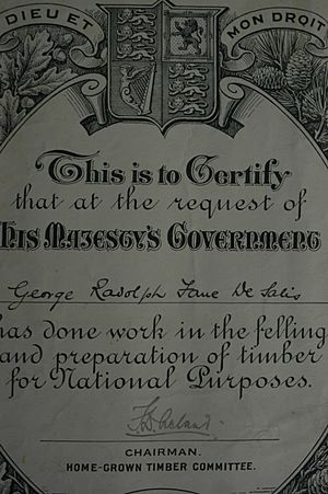 Detail of a certificate awarded by the Home-Grown Timber Committee, September 1916