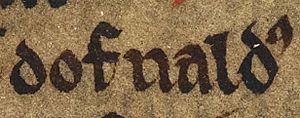 Domhnall mac Raghnaill (British Library MS Cotton Julius A VII, folio 47v)