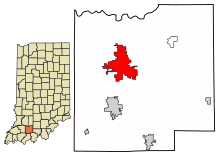 Location of Jasper in Dubois County, Indiana.
