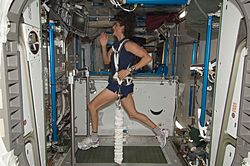Expedition 32 Flight Engineer Sunita Williams exercises on COLBERT