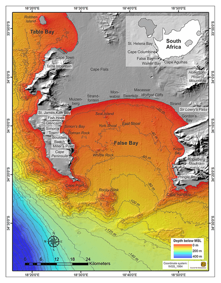 False Bay Bathymetry from Council for Geoscience