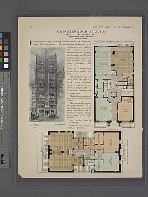 Gainsborough Studios, Nos. 222-224 West 59th Street, between Seventh Avenue and Broadway, facing Central Park; First floor plan; Second mezzanine floor plan (NYPL b12647274-465642)