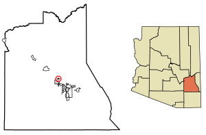 Location of Bryce in Graham County, Arizona.