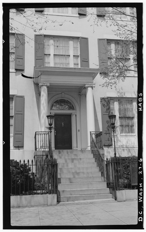 Historic American Buildings Survey F. D. Nichols, Photographer DETAIL OF ENTRANCE - Blair House, 1651 Pennsylvania Avenue Northwest, Washington, District of Columbia, DC HABS DC,WASH,27-6