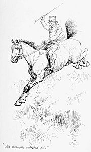 Illust by Hugh Thomson for Riding Recollections by George John Whyte-Melville-This strangely equipped pair