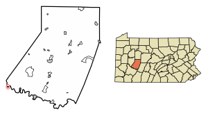 Location of Saltsburg in Indiana County, Pennsylvania.