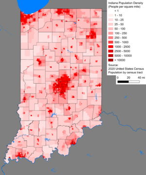 Indiana population density 2020