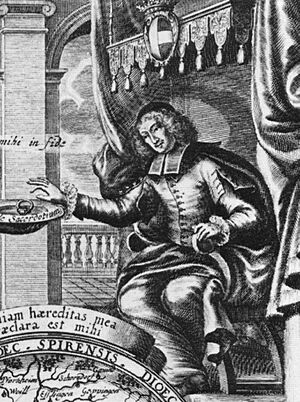 Konstanz Marquard Rudolph von Rodt mit Bistumskarte detail Bischof