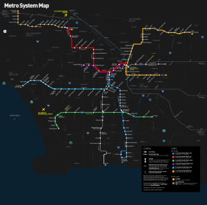 Los Angeles County Metro Rail and Metro Liner map