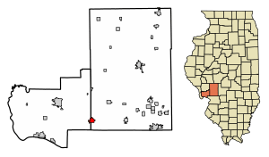 Location of Brighton in Macoupin and Jersey Counties, Illinois.