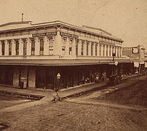 Main Street, Stockton, California, from Robert N. Dennis collection of stereoscopic views (cropped)