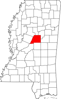 Map of Mississippi highlighting Attala County