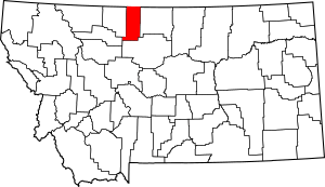Map of Montana highlighting Liberty County