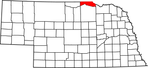 Map of Nebraska highlighting Boyd County