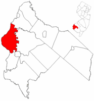 Pennsville Township highlighted in Salem County. Inset map: Salem County highlighted in the State of New Jersey.