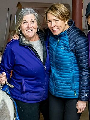 Maura Healey and Kim Driscoll visit Jane Swift's farm (Fm4Z17vWIAATRnJ) (1)