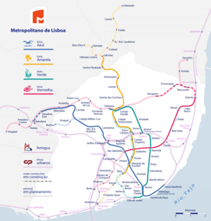 Metro Lisboa with suburban railway lines(2011)