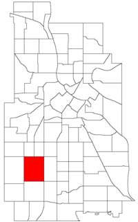 Location of East Harriet within the U.S. city of Minneapolis