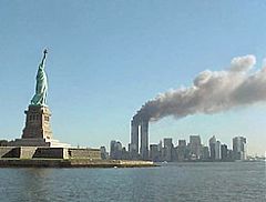 National Park Service 9-11 Statue of Liberty and WTC fire