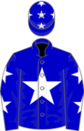 Blue, white star, white stars on sleeves and cap