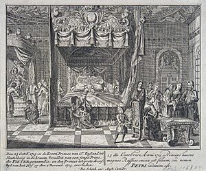 Peter II of Russia's birth by Peter Schenk (1715)