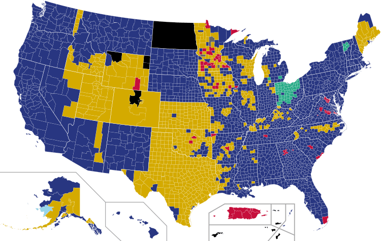 Republican Party presidential primaries results by county, 2016