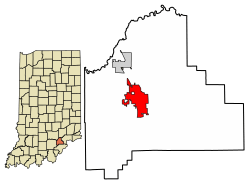 Location of Scottsburg in Scott County, Indiana.