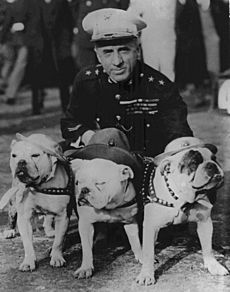 Smedley Butler with Bulldogs, 1930 (9451129397)