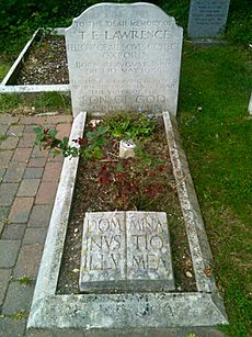 The grave of T. E. Lawrence in the separate churchyard of St Nicholas' Church, Moreton
