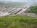 Three Gorges dam locks and bridge