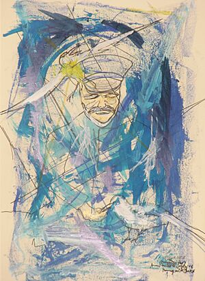 Vague Bleue ou Pourquoi pas hommage au commandant Charcot, 2016 (80 x 120 cm, Acrylique crayon)