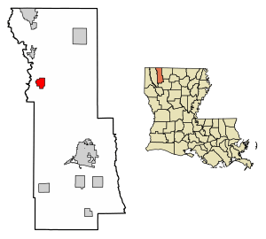 Location of Cotton Valley in Webster Parish, Louisiana.