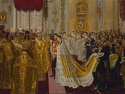 Wedding of Nicholas II and Alexandra Feodorovna by Laurits Tuxen (1895-6, Royal coll.)