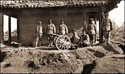 Yen's Soldiers, Militarism In China, Here Are Specimens Of The Soldiery Who Protect The People By Dominating Them, Who Protect Property By Looting It, Liao Chow, Shansi, China (c1925) IE Oberholtzer (probable) (RESTORED) (4072600660)