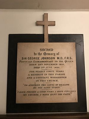 A memorial to George Johnson in St James's Church, Piccadilly